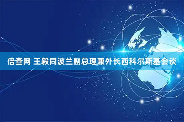 倍查网 王毅同波兰副总理兼外长西科尔斯基会谈